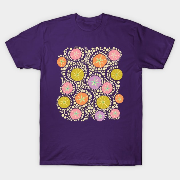 IN THE SURF Coastal Ocean Sea Urchins Sand Dollars in Pink Purple Orange Mustard Yellow Cream - UnBlink Studio by Jackie Tahara T-Shirt by UnBlink Studio by Jackie Tahara